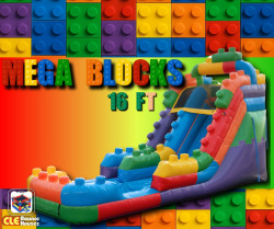 16ft Mega Blocks Single Lane Water Slide