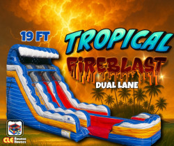 19ft Tropical Fire Blast Double Lane Water Slide