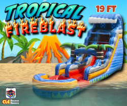 19ft Tropical Fire Blast Single Lane Water Slide