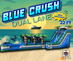 22ft Blue Crush Double Lane Water Slide + Slip and Slide