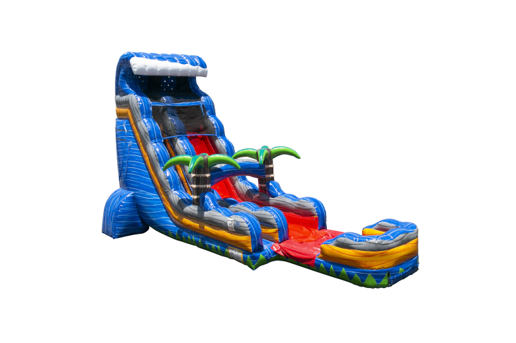 24ft Tropical Fire Blast Single Lane Water Slide
