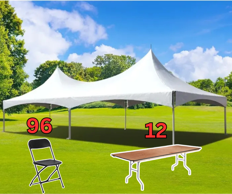 20ft x 40ft tent party package with 96 chairs and 12 tables, Westlake OH